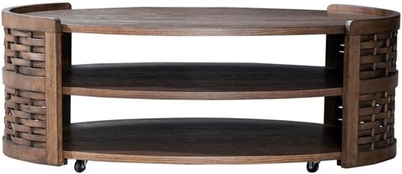 Pemberly Row 3 Piece Living Room Table Set, Rubberwood and Oak Veneer, Coffee...