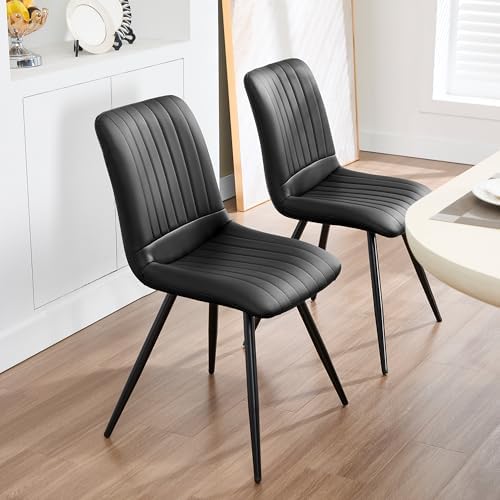 Dining Chairs Set of 6, Modern Dining Chairs with Thick Cushions, Faux Leathe...