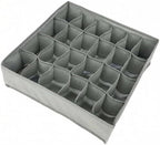 2 Pack Foldable Sock Drawer Organizer Divider, 24-Cell Underwear Organizers Closet Storage Box with Zipper, Strong Fabric for Socks, Shorts, Handkerchiefs, Ties, Belts (Grey)