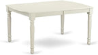 East West Furniture DOT-LWH-T Dover Modern Kitchen Table - a Rectangle Dining Table Top with Butterfly Leaf & Stylish Legs, 42x78 Inch, Linen White