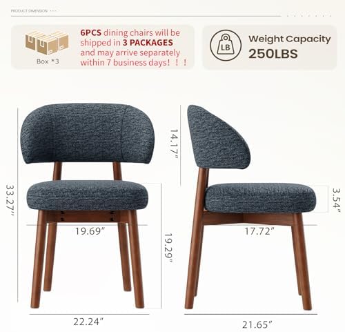 MALOL Wooden Dining Chairs Set of 6, Modern Upholstered Dining Room Kitchen S...