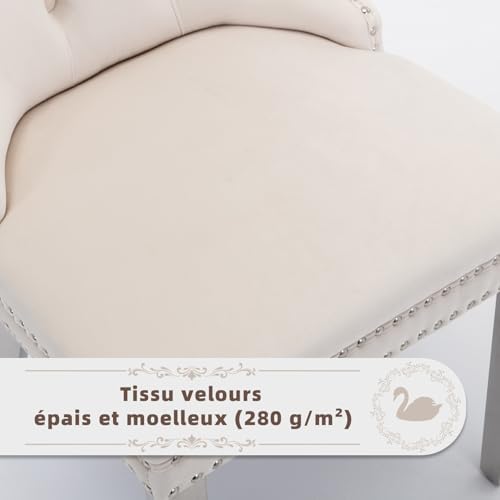 Velvet Upholstered Dining Chairs Set of 4, Modern Style Kitchen Side Chairs w...