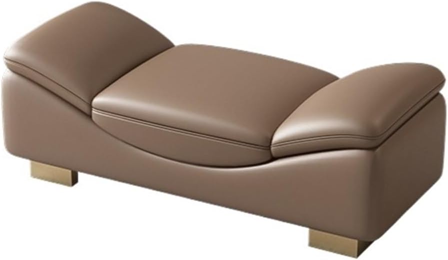 Modern End of Bed Bench, Indoor Entryway with Metal Legs, Cushioned Ottoman f...