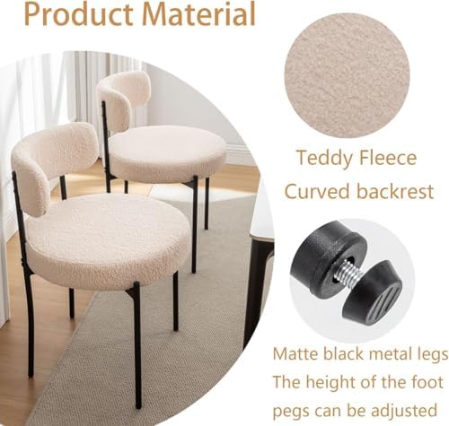 Riknuxi Boucle Dining Chairs Set of 4, Upholstered Dining Room Chairs Beige |...