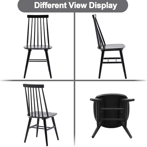 DUHOME Wooden Dining Chairs Set of 4, Spindle Back Wooden Kitchen Chairs