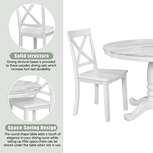 Harper & Bright Designs Dining Table Set - 5 Piece Round Dining Set with ...