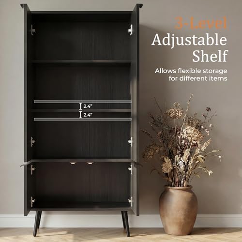 Pantry Cabinet with 4 Doors, 51.2" H Freestanding Bathroom Storage Cabin...