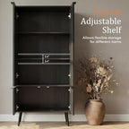 Pantry Cabinet with 4 Doors, 51.2" H Freestanding Bathroom Storage Cabinet, Adjustable Shelf & Raised Legs for Bathroom, Kitchen, Living Room, Black