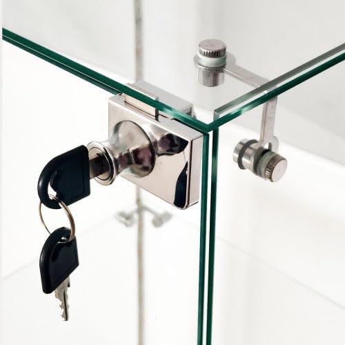 4 Tiers Glass Display Cabinet Extra Large with Bluetooth LED Light Strip, 2 D...