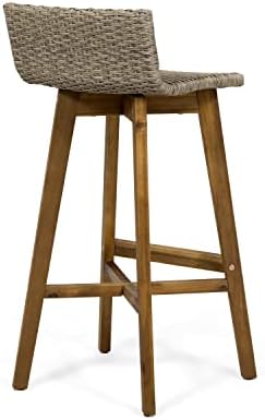 Christopher Knight Home La Brea Outdoor Acacia Wood and Wicker Barstools (Set...
