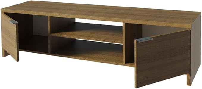Madesa TV Stand with Cabinet Storage and Open Shelves for 55, 65 Inch Media Storage Gaming Media Console Living Room Entertainment Center Modern Wooden Television Cabinet - Rustic