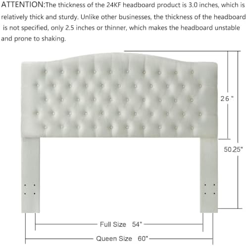 24KF Boucle Upholstered Tufted Button Queen Headboard and Comfortable Fashion...