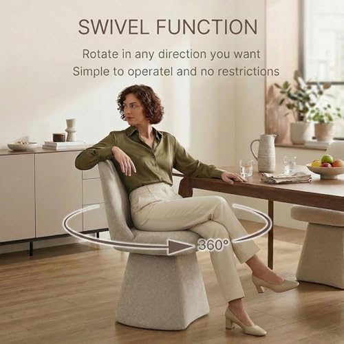 KISLOT Swivel Dining Chairs Set of 4, Upholstered Mid Century Modern Deskchai...