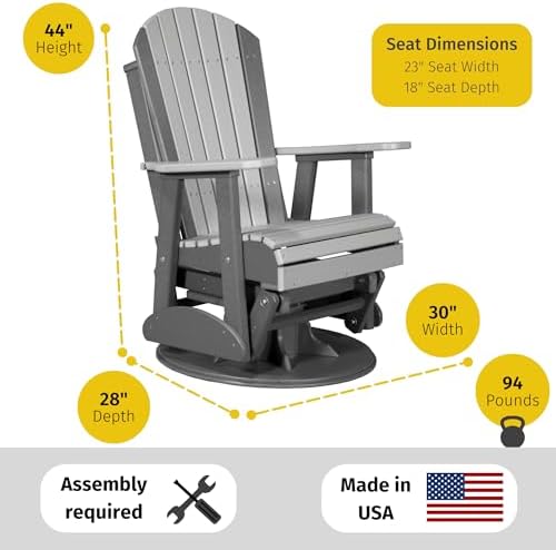 LuxCraft 2' Adirondack Swivel Glider - Available in 14 Colors, Dove Gray ...