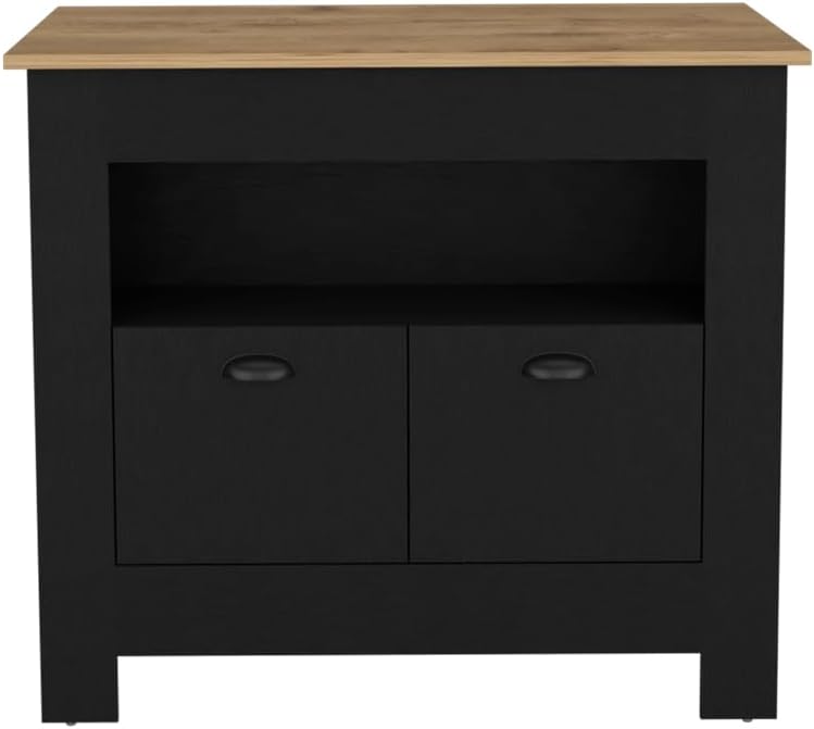Kitchen Island Geneva Black Macadamia with Multicolor | Spacious 40.5" x...