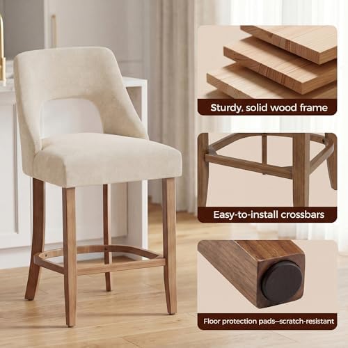 UVV Bar Stools Set of 4, Upholstered Counter Height Bar Stools, Modern Counte...