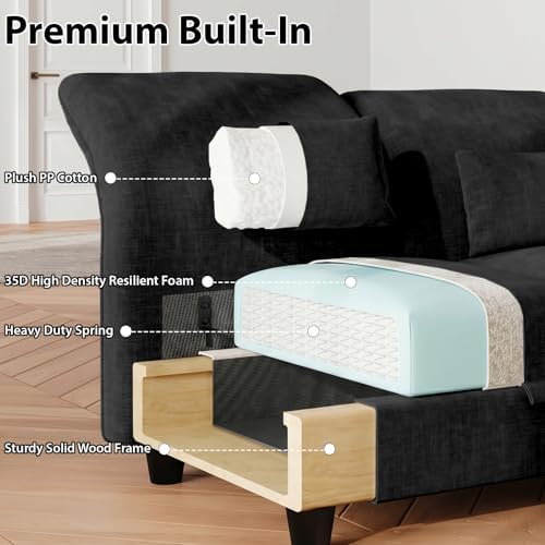 LLappuil U Shaped Sectional Couch with Storage, 9 Seater Modular Sectional So...