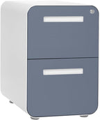 Laura Davidson Furniture Stockpile 2 Drawer Mobile File Cabinet with Lock - Under Desk Metal Filing Cabinet, Legal/Letter File Folders, Wheels and Stationary Feet, Pre-Assembled, Coastal Blue