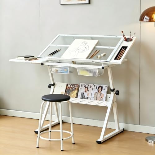 Garvee Drafting Table w/Stool, Height Adjustable Drawing Table