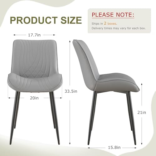 VECELO Dining Chairs Set of 4, Modern Upholstered Faux Leather Cushion Seat a...