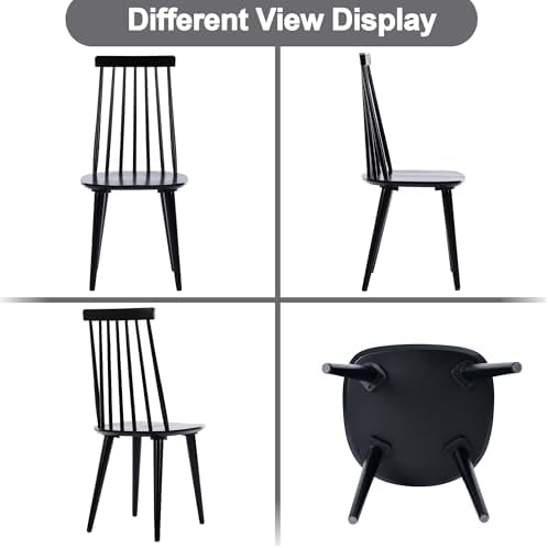 DUHOME Dining Chairs Set of 2 Wood Dining Room Chair Black Spindle Side Kitch...