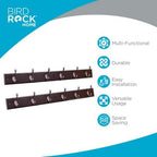BIRDROCK HOME Oval Hook Coat and Hat Rack | 6 Hooks| Wall Mount | Brown Finish | Bronze Hooks