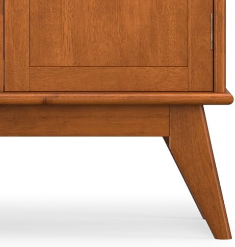 SIMPLIHOME Draper 50" Wide Solid Wood 3-Door Buffet in Teak Brown