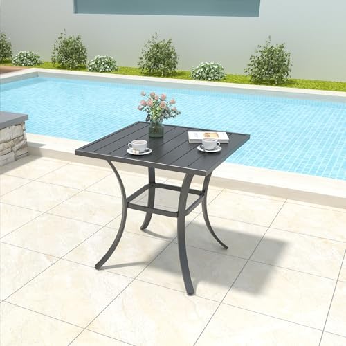 Anmutig Outdoor Bistro Set for 2, Stackable Chairs & Square Table, Black