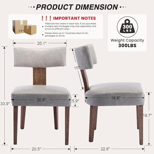 HNY Mid Century Modern Dining Chairs Set of 4, Farmhouse PU Leather Upholster...