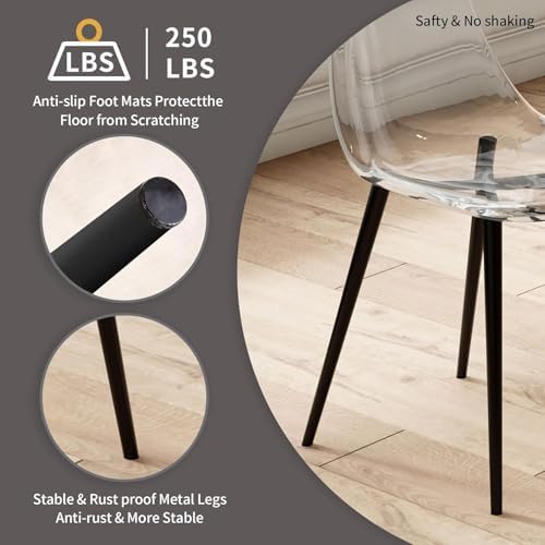 Clear Round Glass Dining Table Set for 4, 5 Piece Circle Kitchen Table Set, 3...