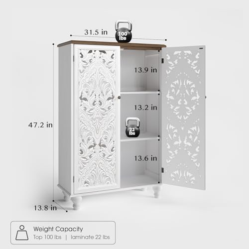 JOINICE 47" Tall Accent Cabinet with Doors & Storage for Living Room...