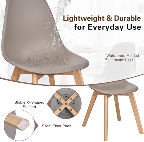 VECELO Dining Chairs Set of 4, Mid-Century Modern Kitchen & Dining Room C...