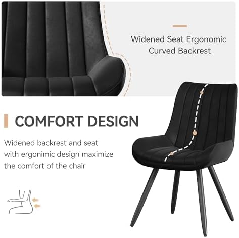 Dining Chairs Set of 4, Faux Leather Mid Century Modern Kitchen Chairs with S...