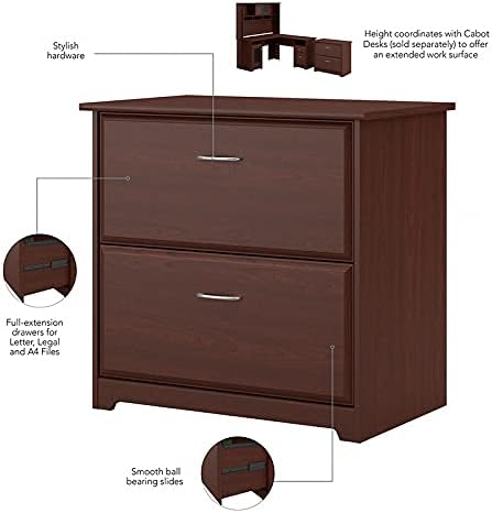 Bush Home Cabot 2 Drawer Lateral File Cabinet in Harvest Cherry, Home Office ...