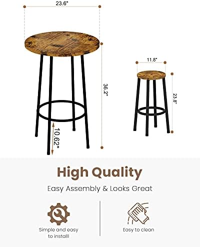 Recaceik 3 Piece Pub Dining Set, Counter Height Modern Bar Table with Wood To...