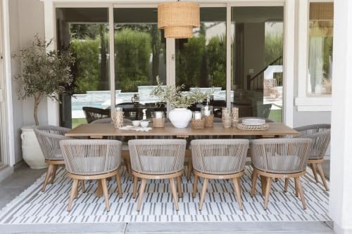 PURPLE LEAF Outdoor Dining Set for 10 with Cushions PE Rattan Teak
