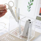 2pcs Makeup Brush Holder, Acrylic Clear Organizer For Cosmetics, Pen Pencil Cup Holder For Desk