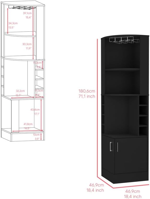 Farmhouse Rustic Corner Cabinet, Tall Narrow Storage Cabinet, for Hallway Kit...