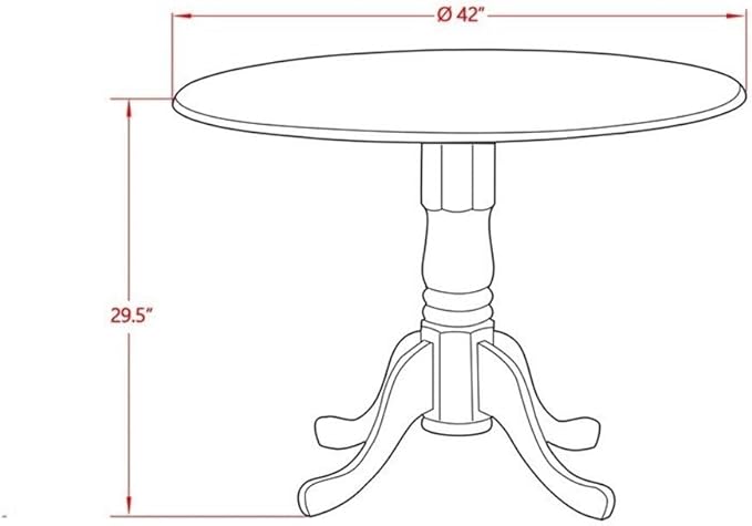 East West Furniture DMAV5-OAK-W 5 Piece Dinette Set for 4 Includes a Round Dining Room Table with Dropleaf and 4 Kitchen Dining Chairs, 42x42 Inch, Oak