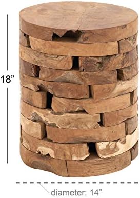 Deco 79 Teak Wood Handmade Side End Accent Table Live Edge End Table with Bri...