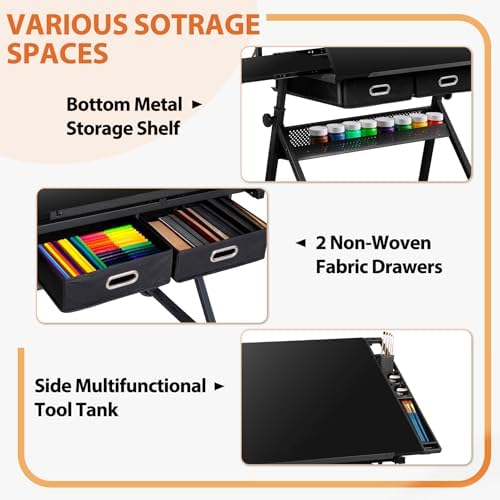 SUPER DEAL Adjustable Drafting Table Set with Charging Station, Art Table for...