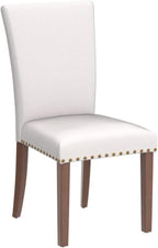 Parsons Dining Chairs Set of 2, Upholstered Nailhead Dining Room Kitchen Side Chair with Thick Cushions and Wood Legs, Beige