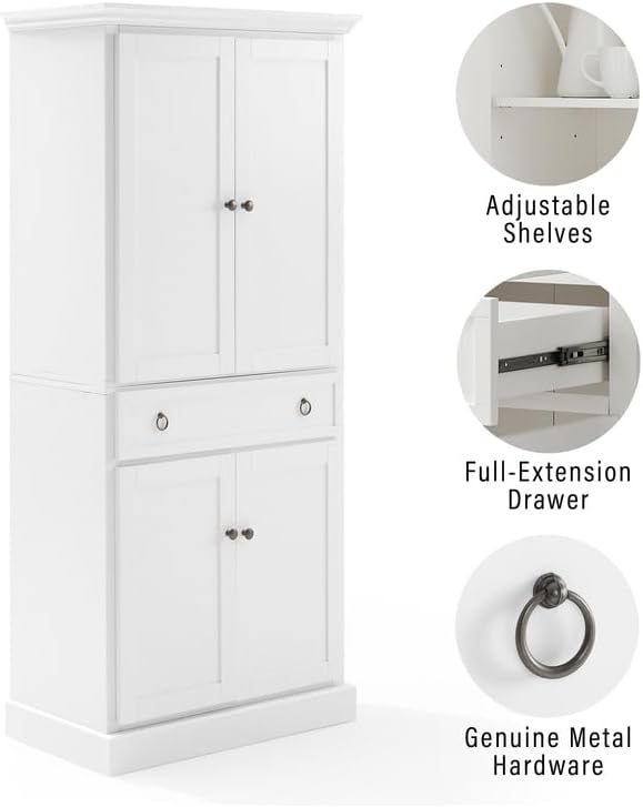 Maykoosh Pantry Cabinet - White Kitchen Storage - 18" D x 33" W x 7...