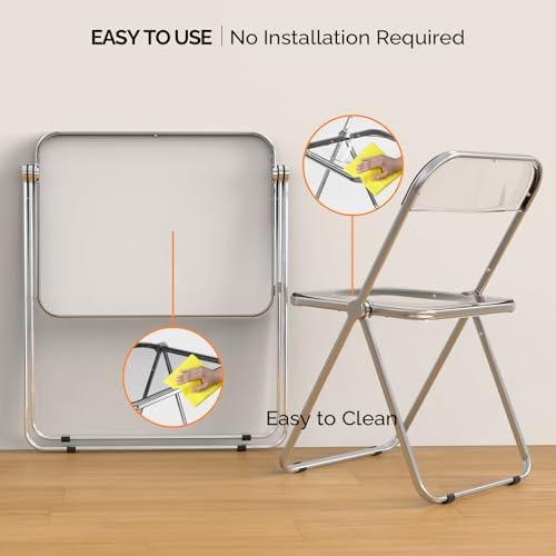VINGLI Folding Acrylic Table and Chair Set Small TV Tray for Snack Dinner on ...