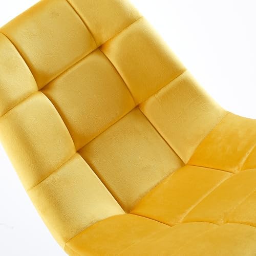 NORDICANA Yellow Velvet Dining Chairs Set of 4, Upholstered Tufted Kitchen Ch...