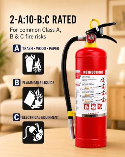Ougist ABC Dry Chemical Fire Extinguisher, 5 lb – 2-A:10-B:C Rated for Home, ...