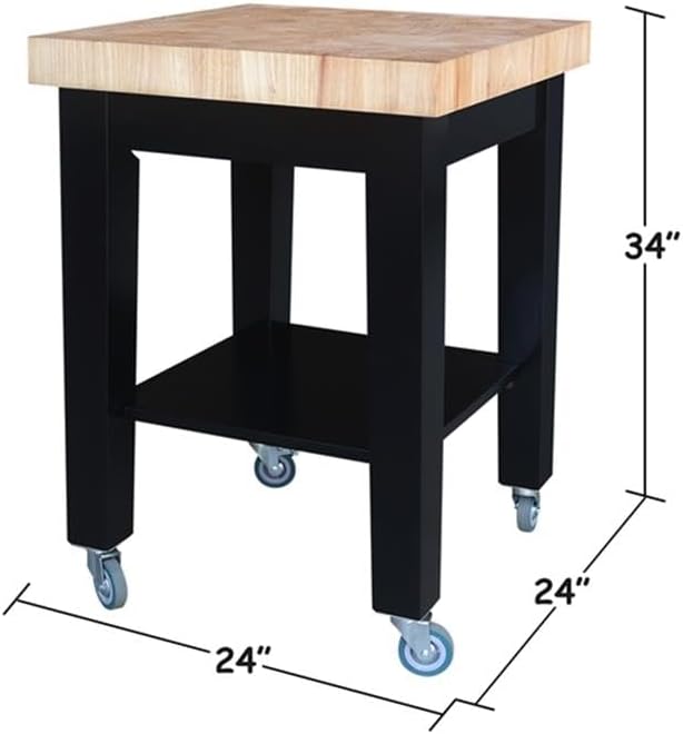 Pemberly Row Kitchen Island, 24"W x 24"D x 33"H, Solid Parawoo...