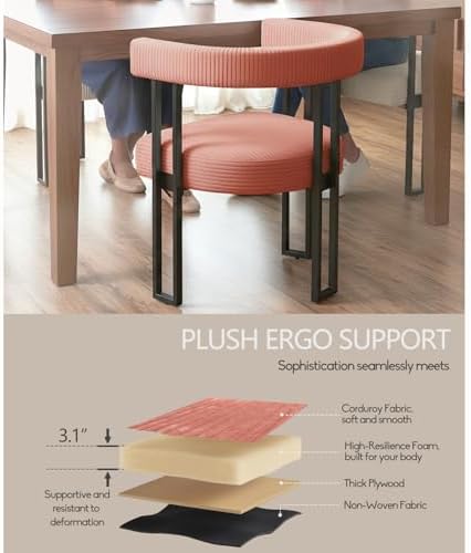 VIRRMO Boucle Dining Chair Set of 2 Corduroy Upholstered Dining Room Chairs K...