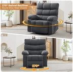 Swivel Rocker Recliner Chair for Adults, 360° Upholstered Manual Recliners for Small Spaces, Single Seat Glider Reclining Chair with Side Pockets, Ergonomic Reading Chair for Living Room, RV, Bedroom