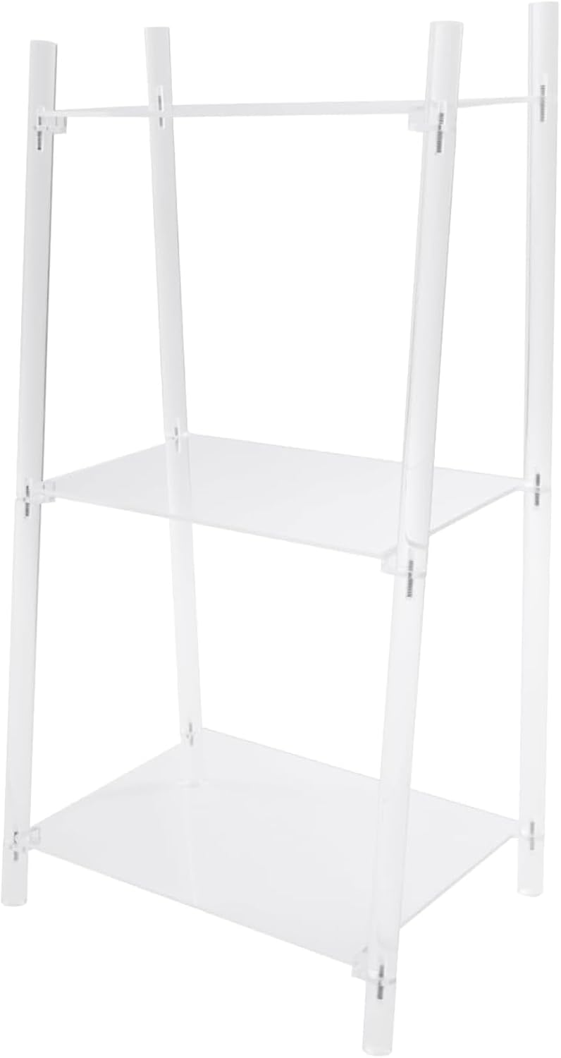 3-Tier Acrylic Ladder Bookshelf, Floor-Standing Clear Display Shelf for Books Decorations Multipurpose Storage Rack for Living Room Study Room Office